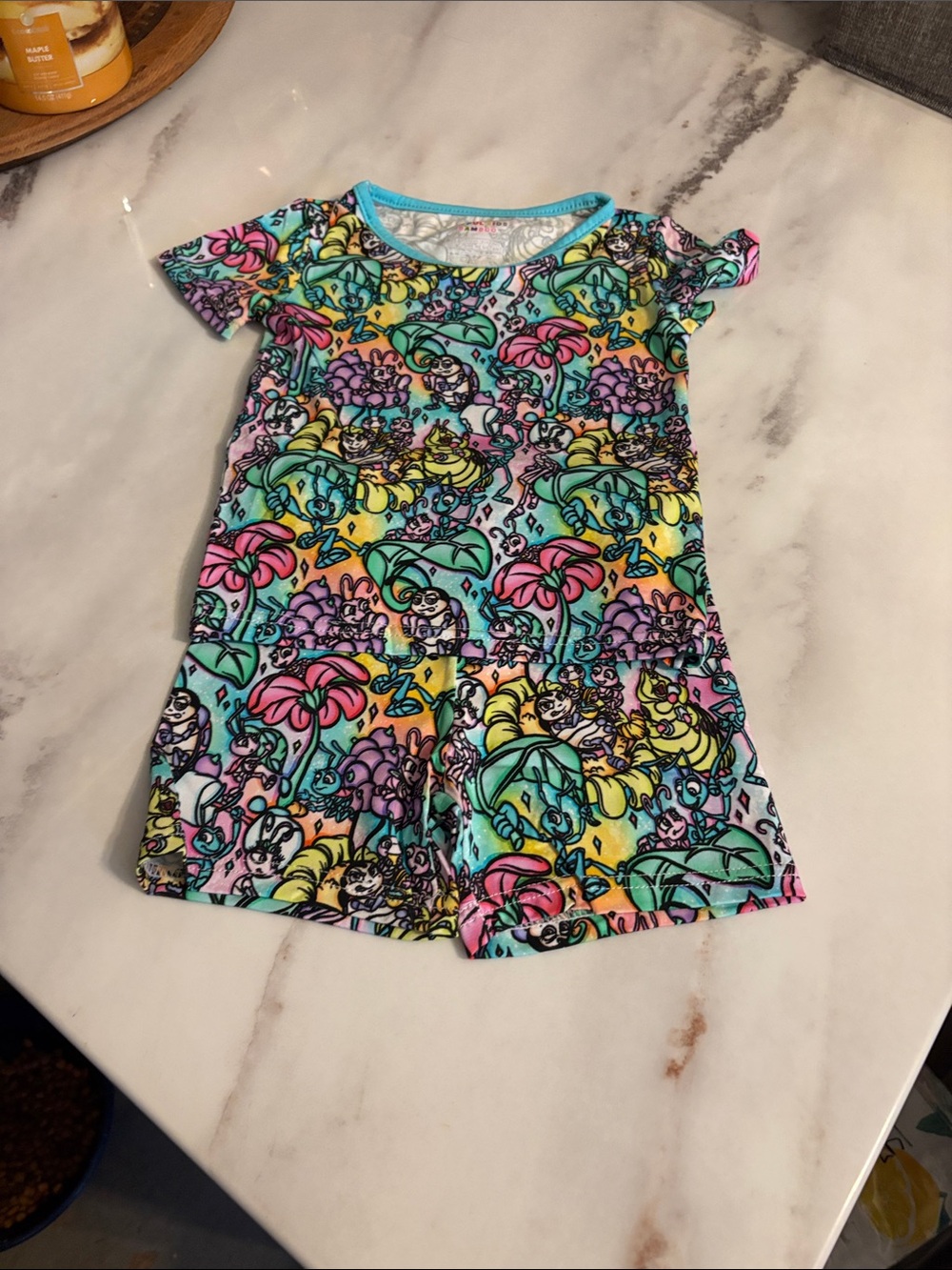BAMBOO Multicolor Floral & Tropical Print Short Sleeve Kids Set